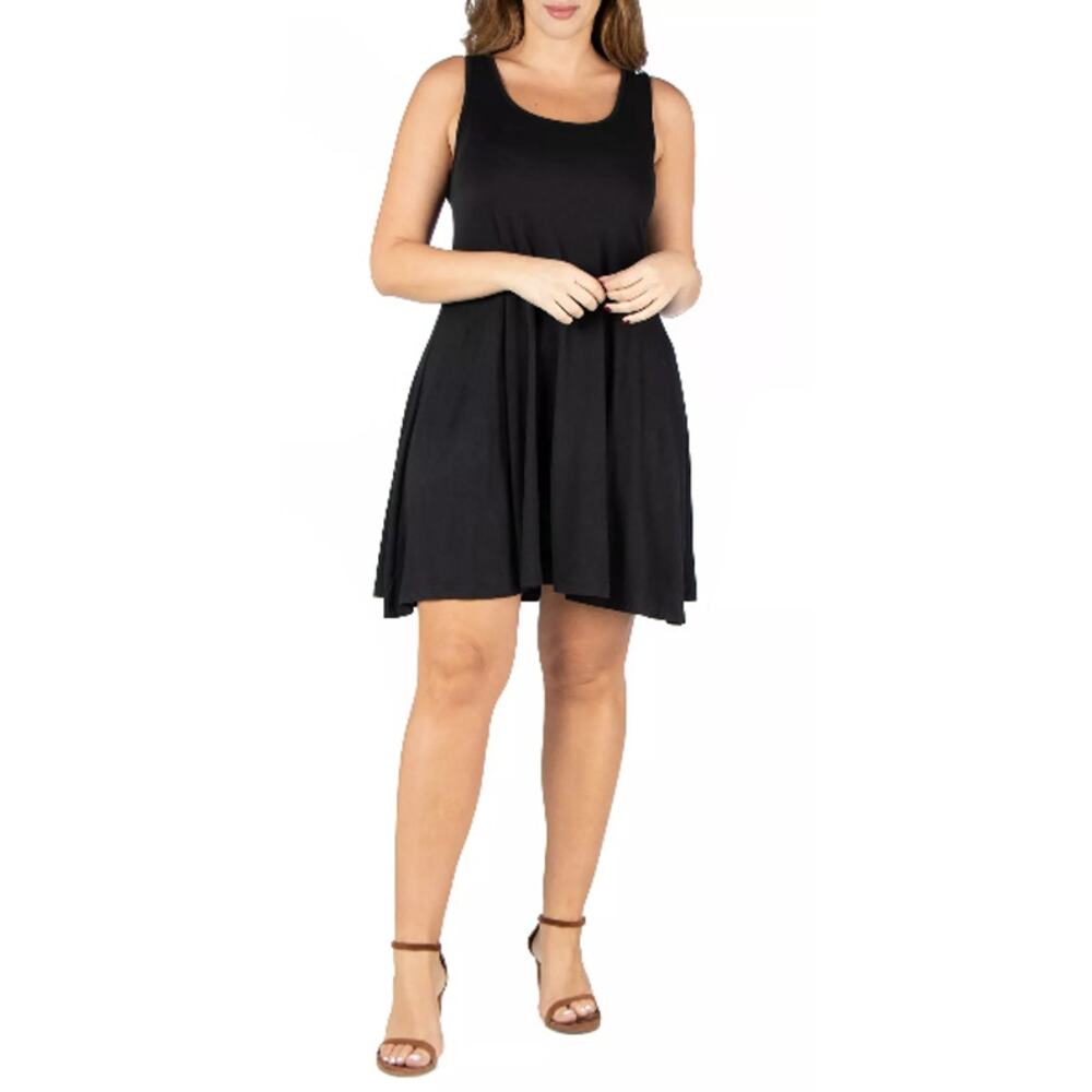 24seven Women's Fit&Flare Knee Length Plus Size Tank Dress2X